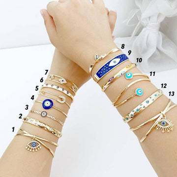 Evil Eye Bracelet, Cuff Bracelet, Evil Eye Jewelry, Gold Bracelet, Turkish Evil Eye: 13