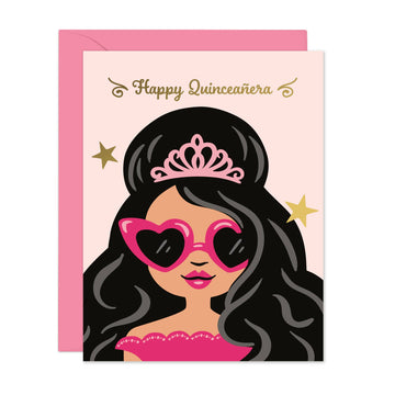 Feliz Quinceañera |  Tiara Girl | gold foil card